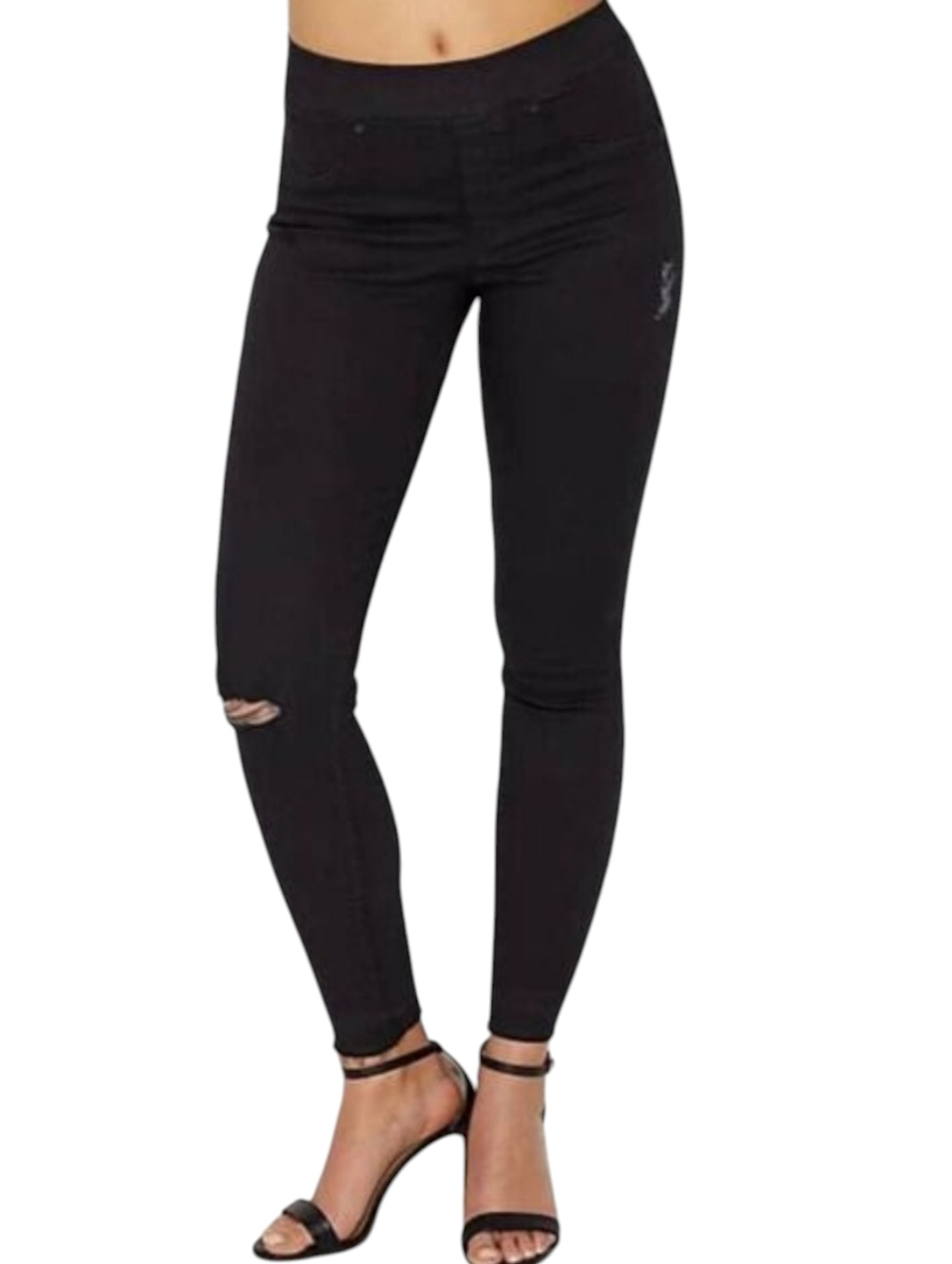 SPANX Distressed Skinny Jeans 'Vintage Black' Size Large